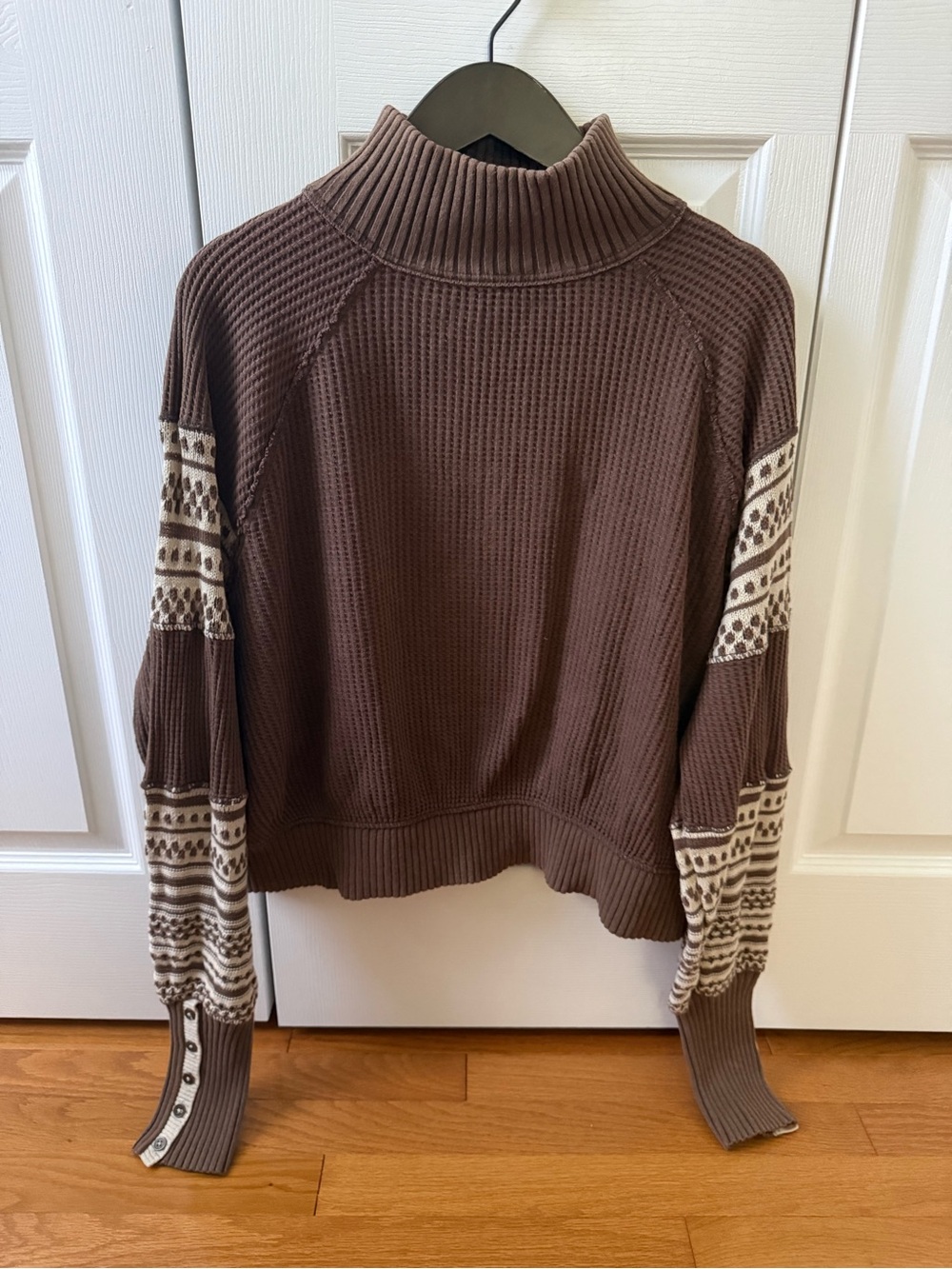 Free People Get Cozy Pullover in Hot Fudge Combo - Picture 2 of 4